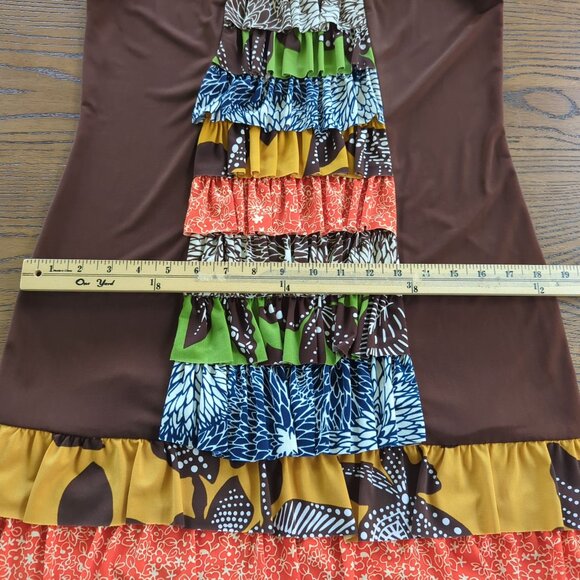 Uncle Frank Multicolor Ruffle Cap Sleeve ruffled tiered front bohemian dress M - Picture 14 of 16